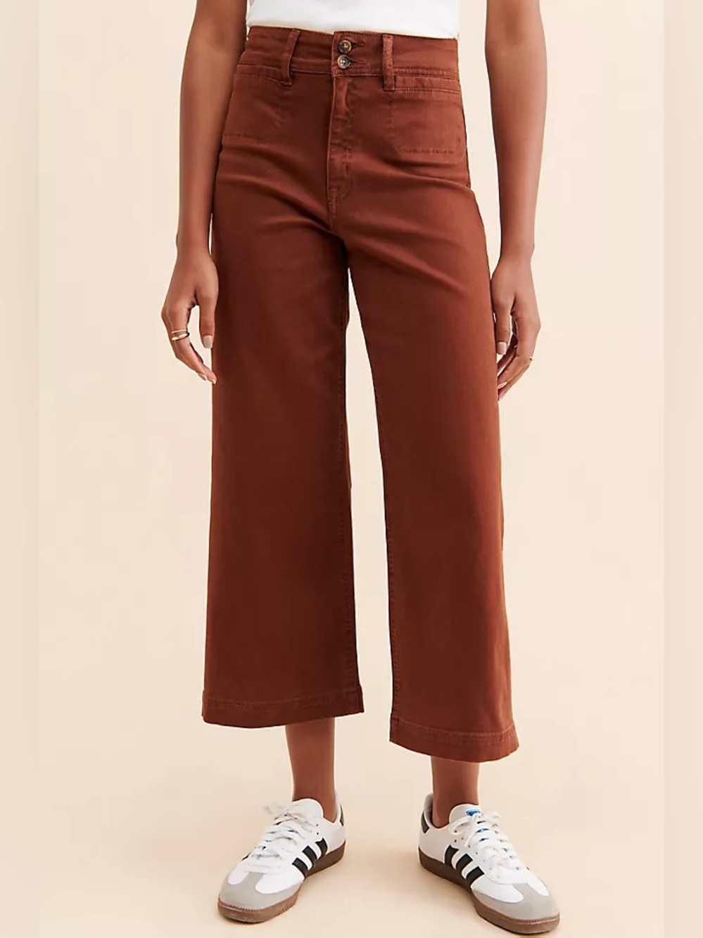 Women’s High-Rise Wide-Leg Crop Pants in Chestnut